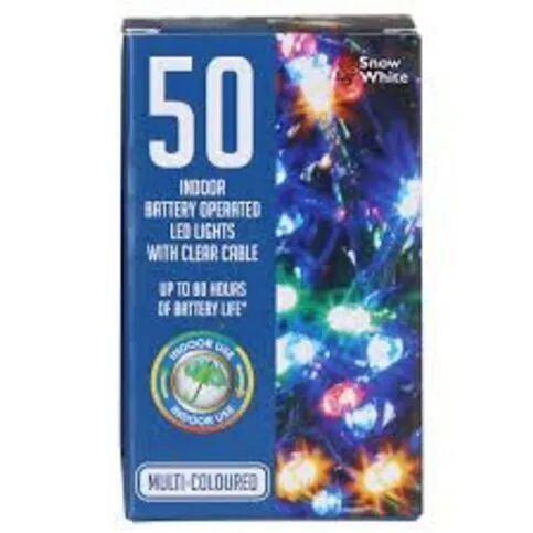 50 Multi-Coloured Battery Operated LED Christmas Lights