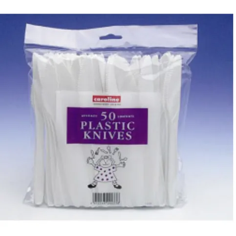 Caroline White Plastic Knives (50)