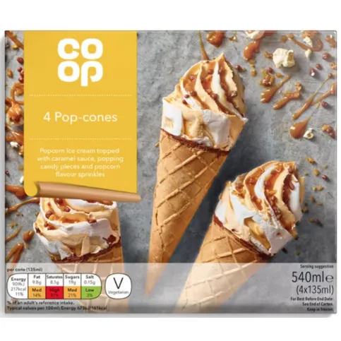 Co-op 4 Pop-Cones 4x135ml (540ml)