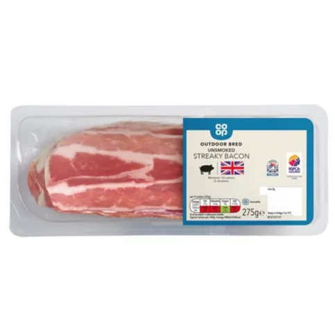 Co-op Outdoor Bred Unsmoked Streaky Bacon 275g