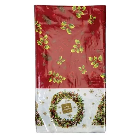 Giftmaker 180cm Plastic Traditional Christmas Table Cover