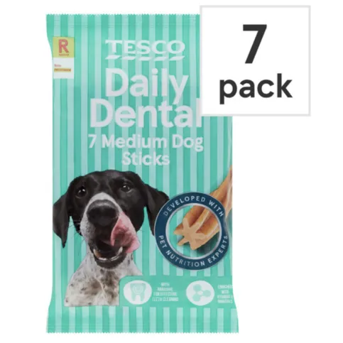 Tesco 7 Dental Sticks Medium Dog 180G
